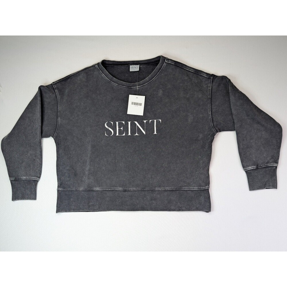 Seint Acid Washed Black Crewneck Sweatshirt Women's L , New  Unworn